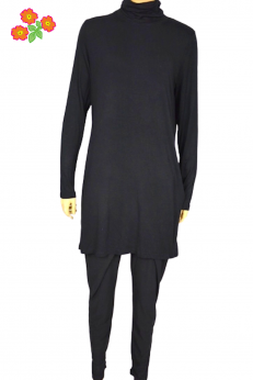 Qiero czarna długa bluzka sukienka z golfem S M