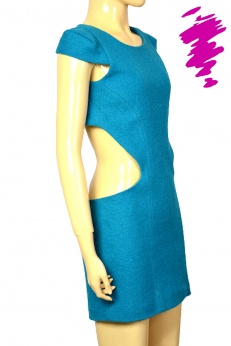 Aqua Krótka wełniana koktajlowa sukienka z wycięciami S M