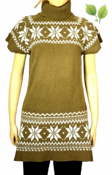 Dzianinowa sukienka dłuższy sweter norweskie wzory S M