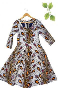Zjawiskowa bawełniana sukienka midi afrykańskie wzory S M