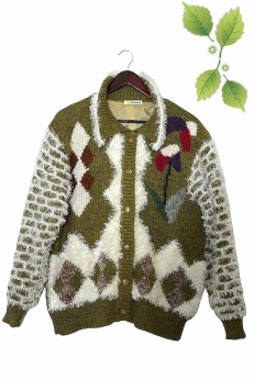Wzorzysty wełniany sweter vintage M L XL