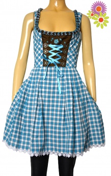 Landhaus bawarska haftowana gorsetowa sukienka w kratkę XS  S