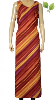 Długa kolorowa wiskozowa sukienka vintage M
