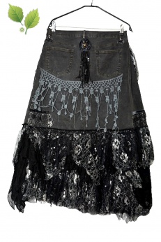 Zjawiskowa jeansowa spódnica goth wiktoriańska L XL XXL