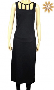 Awangardowa czarna sukienka midi ze strapsami S M