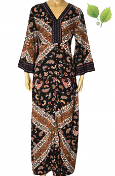 Piękna wiskozowa maxi sukienka kimonowe rękawy L