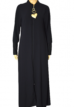 Długa czarna sukienka na suwak długie mankiety M L