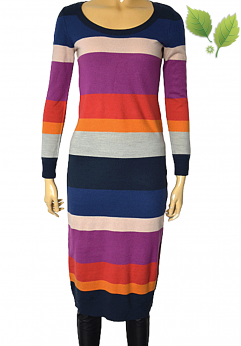 H&M Ciepła jesienna dzianinowa sukienka kolorowe pasy S M