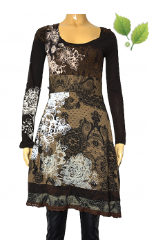 Desigual Piękna asymetryczna zdobiona sukienka gipiura S M