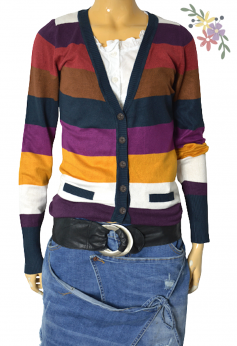 Gina kolorowy sweterek w super kolorach w pasy z wiskozą S M