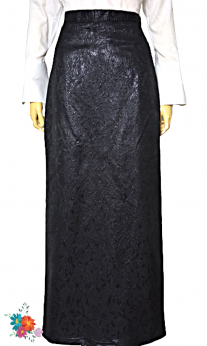 Vera Mont długa żakardowa spódnica vintage z rozporkiem S