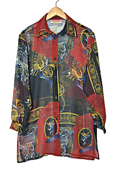 Unikatowa koszula vintage muzyczne barokowe wzory M L XL