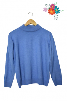 Adagio błękitny wełniany sweterek wełna merino M L XL