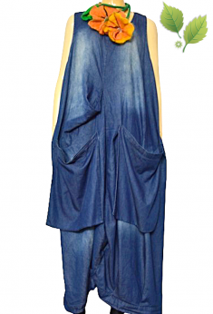 Włoska designerska długa sukienka wielkie kieszenie 100 % bawełna L XL XXL